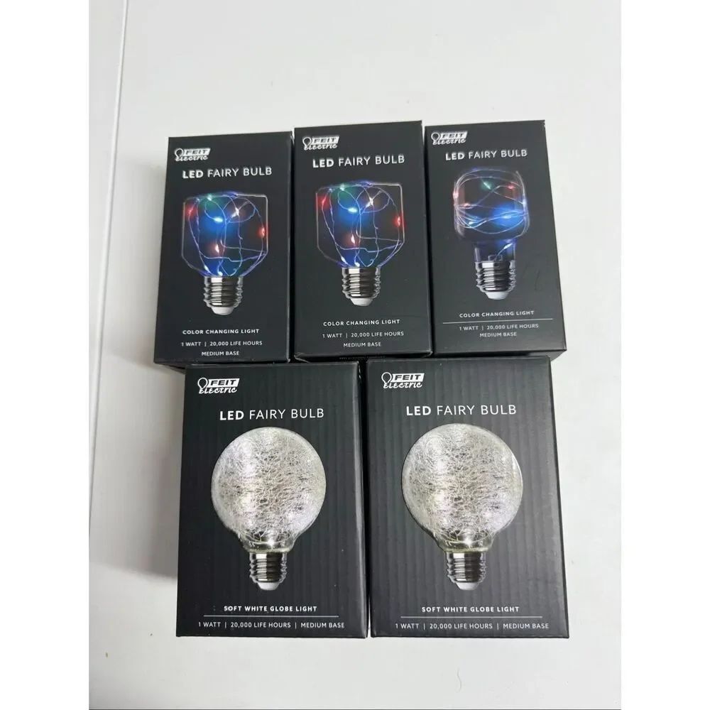 Feit Lot of 5 Electric FY/SQ/RGB/LED Assorted Colors 120V 1W LED Fairy Light
